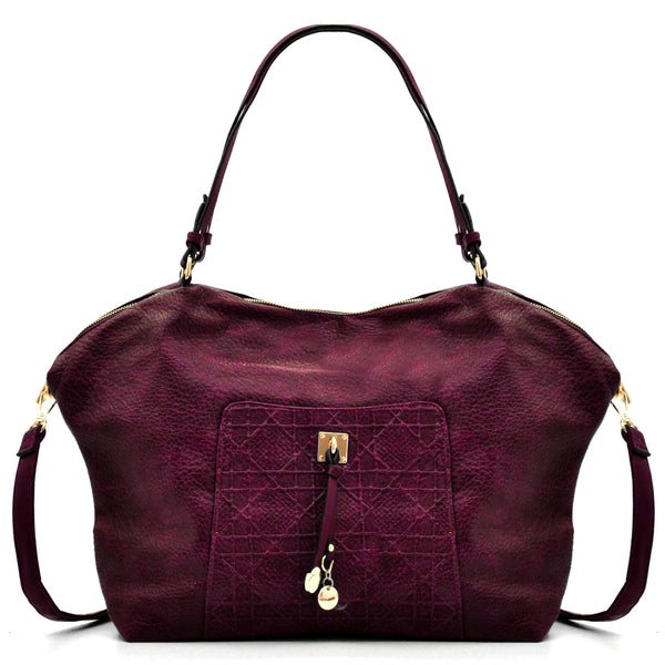 CHARRO - Borsa firmata in simil pelle ricamata trapuntata shopping capiente grande tracolla spalla