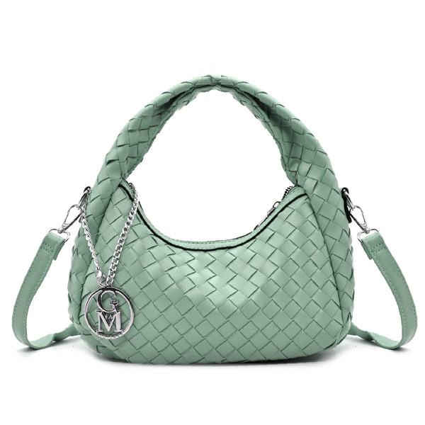 Borsetta firmata Gyoiamea "La Rosa Bag" borsa intrecciata simil pelle tracolla elegante mano