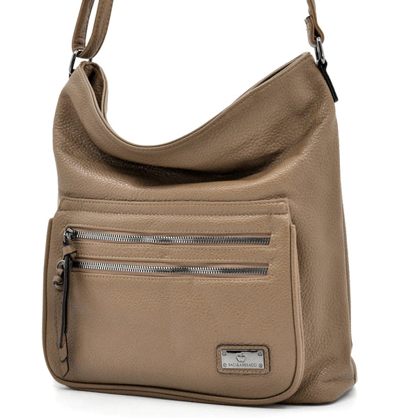 Baci & Abracci - Borsa firmata a tracolla capiente morbida simil pelle morbida venata multi tasche