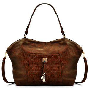 CHARRO - Borsa firmata in simil pelle ricamata trapuntata shopping capiente grande tracolla spalla