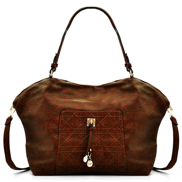 CHARRO - Borsa firmata in simil pelle ricamata trapuntata shopping capiente grande tracolla spalla