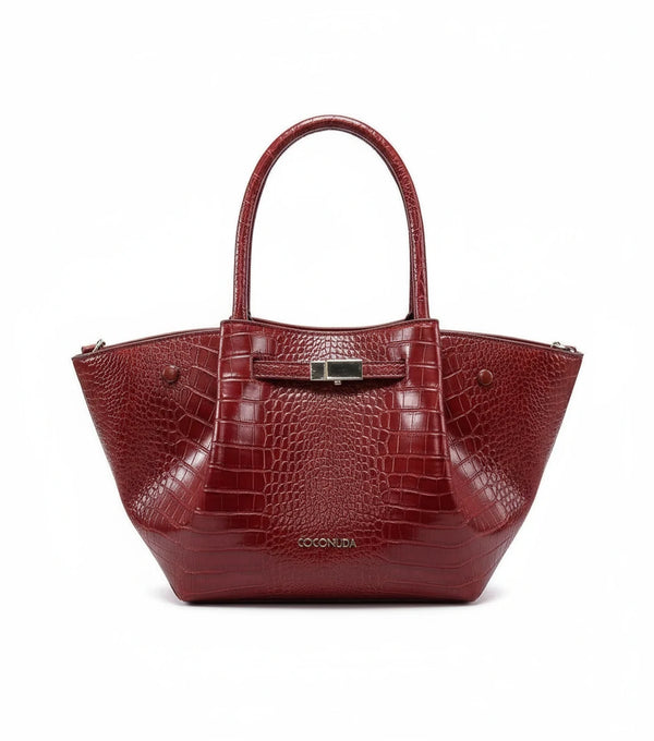 Borsa shopping firmata COCONUDA Colletion spalla donna tracolla simil pelle squamata coccodrillo pitonata