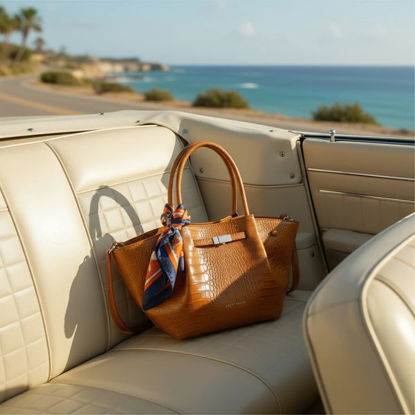 Borsa shopping firmata COCONUDA Colletion spalla donna tracolla simil pelle squamata coccodrillo pitonata