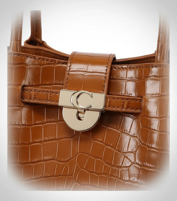 Borsa shopping firmata COCONUDA Colletion spalla donna tracolla simil pelle squamata coccodrillo pitonata