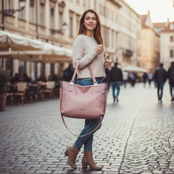 Borsa shopping a spalla grande VALENTINI tracolla casual simil pelle venata