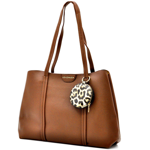Borsa a tote bag shopping + portamonete omaggio firmata COCONUDA a tracolla elegante casual simil pelle martellata