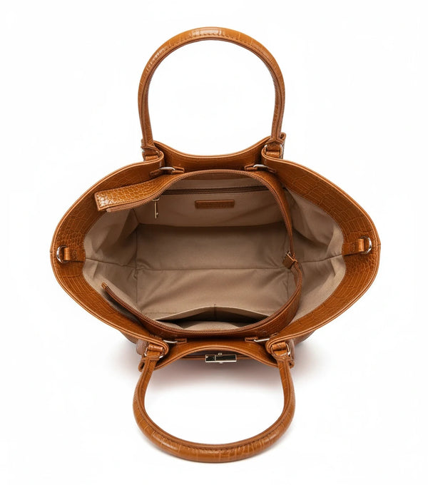 Borsa shopping firmata COCONUDA Colletion spalla donna tracolla simil pelle squamata coccodrillo pitonata