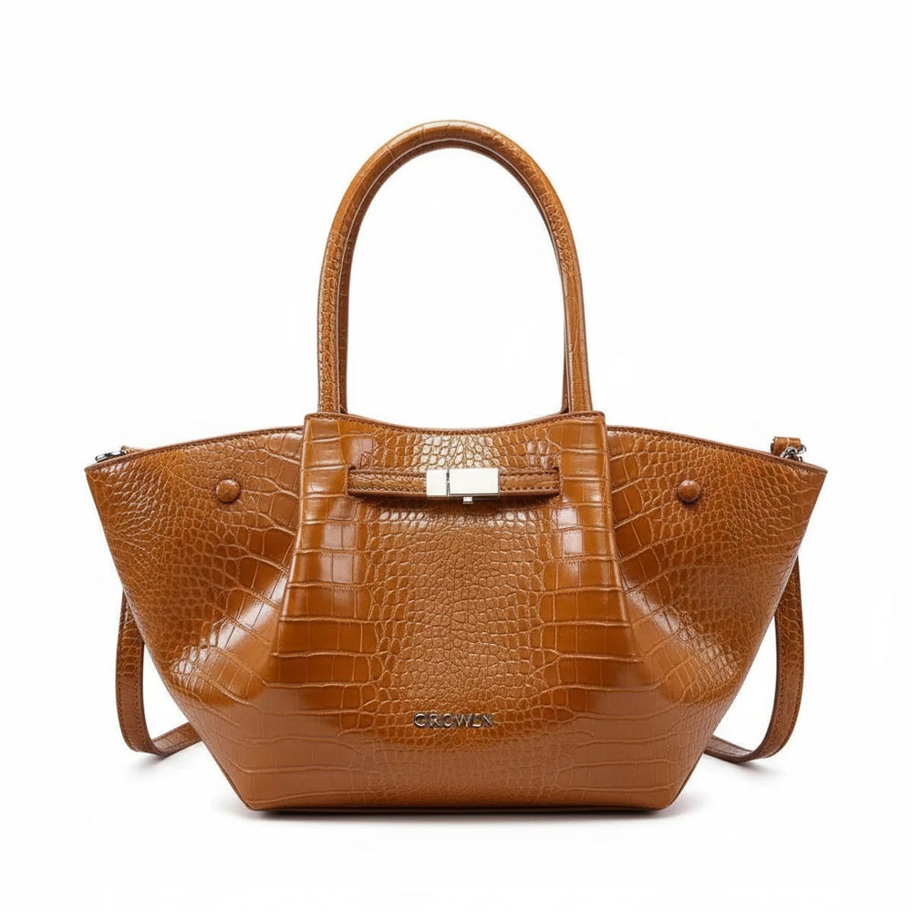 Borsa shopping firmata COCONUDA Colletion spalla donna tracolla simil pelle squamata coccodrillo pitonata