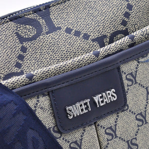 Borsa Firmata SWEET YEARS multi tasche new nera Donna fantasia logo Zip Tracolla