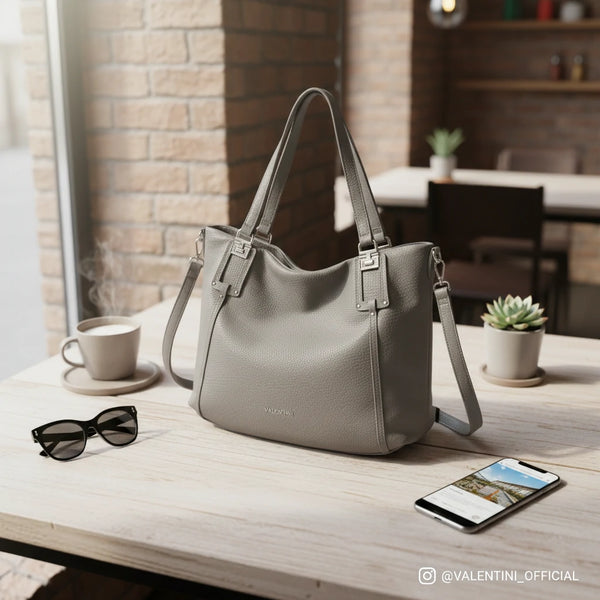 Borsa shopping a spalla grande VALENTINI tracolla casual simil pelle venata