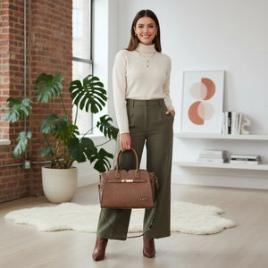 CHARRO - Borsa a bauletto trapezio semi rigida simil pelle con tracolla elegante casual