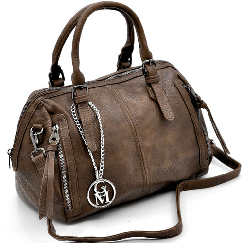 L'ARRACINA - Borsa a bauletto  firmata GYOIAMEA a mano tracolla casual simil pelle martellata venata