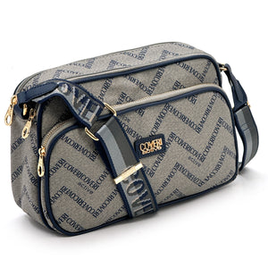 Borsa piccola molte tasche tracolla firmata COVERI ACTIVE in simil pelle pregiata zip fantasia logata originale