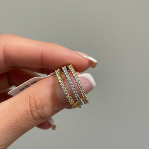 Tris Anello Minimalist Stackable con Zirconi Premium – Finitura Luxury  Oro, Argento e Oro Rosa