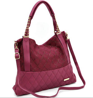 CHARRO - Borsa morbida a sacco hobo capiente unica tinta nuovo shopping manici a catena trapuntata