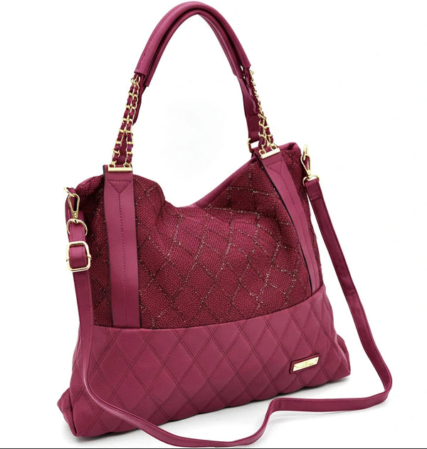 CHARRO - Borsa morbida a sacco hobo capiente unica tinta nuovo shopping manici a catena trapuntata