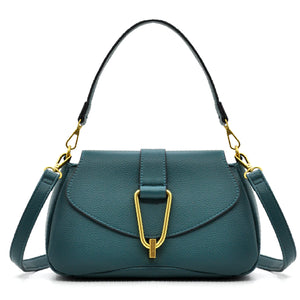 YYcoveri Borsa firmata a mano e tracolla 2 in 1 –_ mezzaluna con chiusura dorata simil pelle martellata