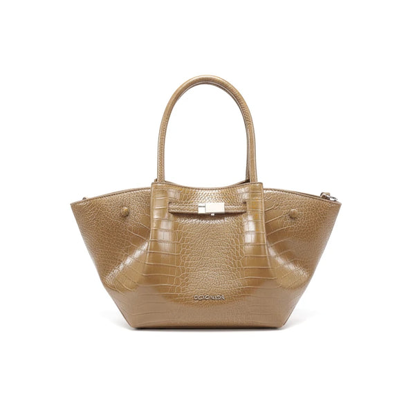 Borsa shopping firmata COCONUDA Colletion spalla donna tracolla simil pelle squamata coccodrillo pitonata