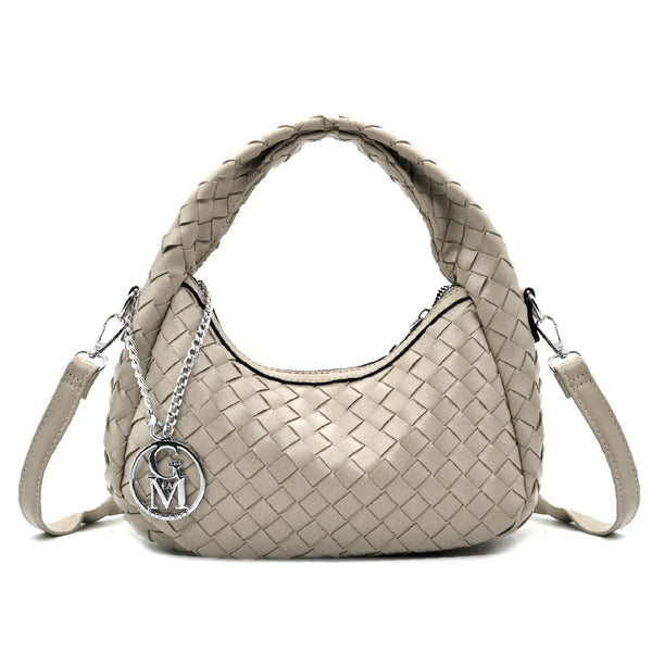 Borsetta firmata Gyoiamea "La Rosa Bag" borsa intrecciata simil pelle tracolla elegante mano