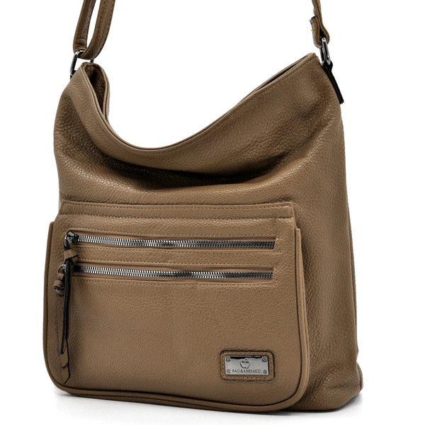Baci & Abracci - Borsa firmata a tracolla capiente morbida simil pelle morbida venata multi tasche
