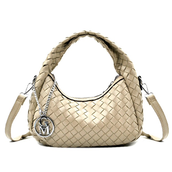Borsetta firmata Gyoiamea "La Rosa Bag" borsa intrecciata simil pelle tracolla elegante mano