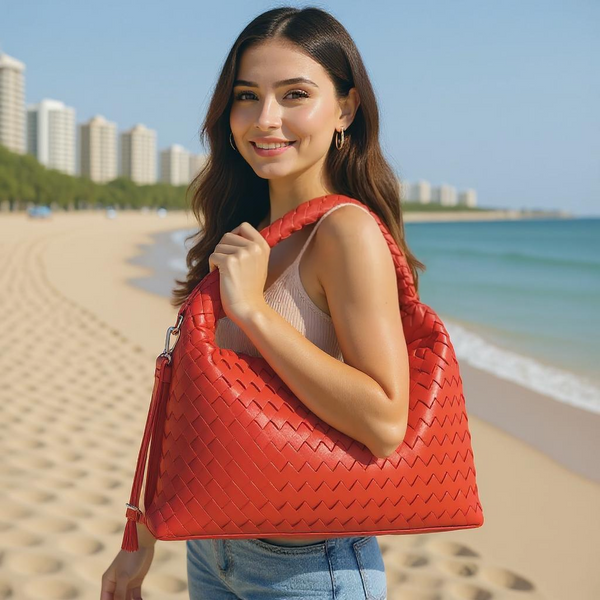 la Olivia - Borsa firmata a sacco hobo secchio capiente a spalla tracolla grande intrecciato