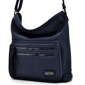 Baci & Abracci - Borsa firmata a tracolla capiente morbida simil pelle morbida venata multi tasche