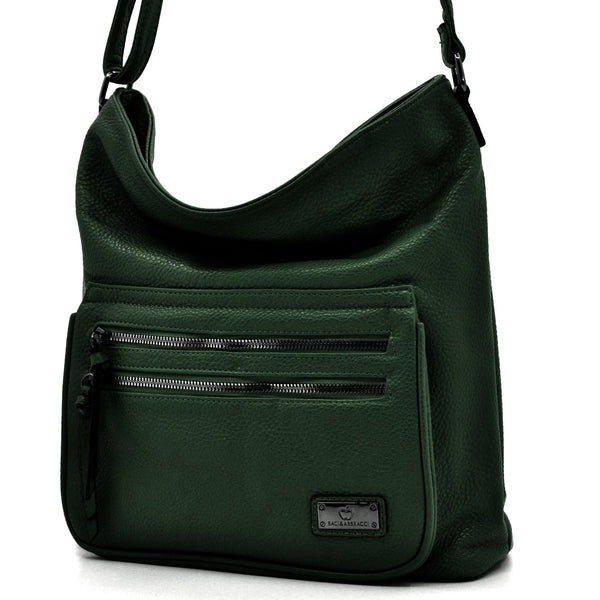 Baci & Abracci - Borsa firmata a tracolla capiente morbida simil pelle morbida venata multi tasche