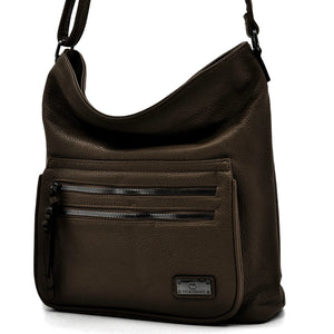 Baci & Abracci - Borsa firmata a tracolla capiente morbida simil pelle morbida venata multi tasche