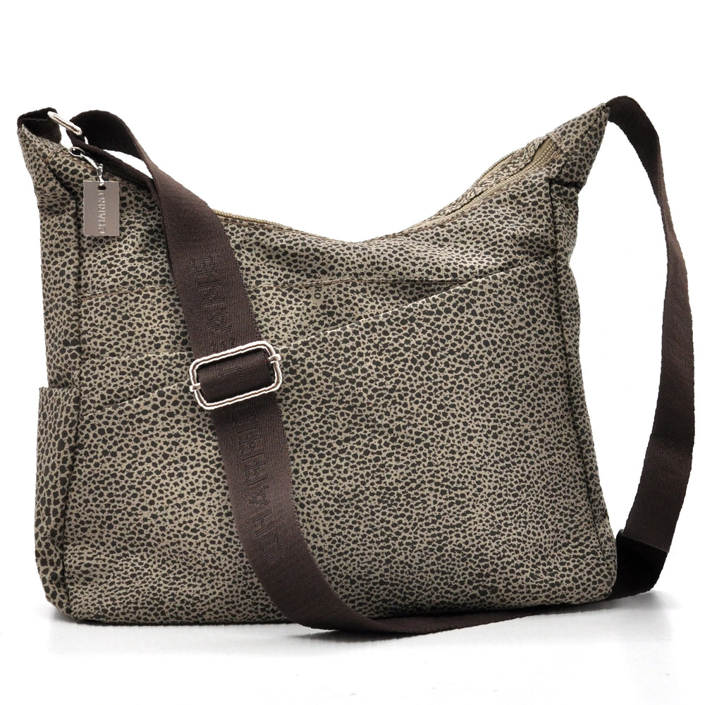 Borsa firmata CHARRO tracolla multitasche tessuto impermeabile fantasia animalier