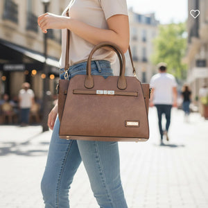 CHARRO - Borsa a bauletto trapezio semi rigida simil pelle con tracolla elegante casual