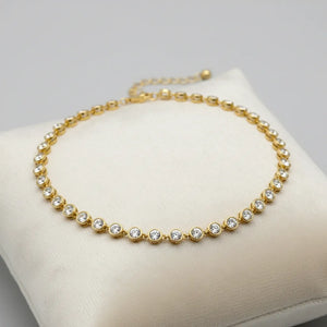 Collana Tennis Donna in Acciaio Inossidabile Oro - Girocollo Regolabile con Cristalli Luminosi