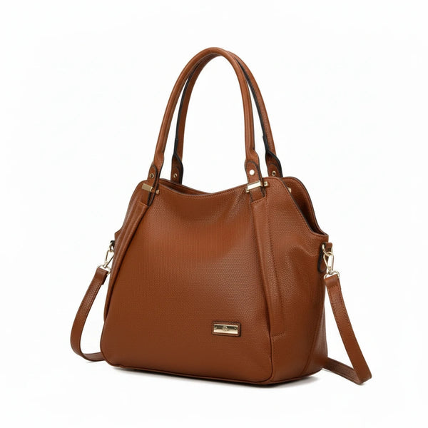 CHARRO - Borsa shopping a spalla grande tracolla casual simil pelle venata