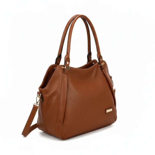 CHARRO - Borsa shopping a spalla grande tracolla casual simil pelle venata
