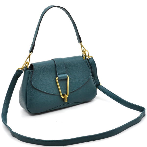 YYcoveri Borsa firmata a mano e tracolla 2 in 1 –_ mezzaluna con chiusura dorata simil pelle martellata