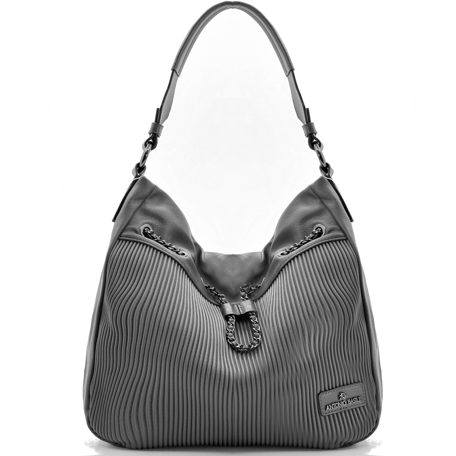 Borsa firmata A.Basile pelle plissettata trapuntata donna sacco hobo casual moda