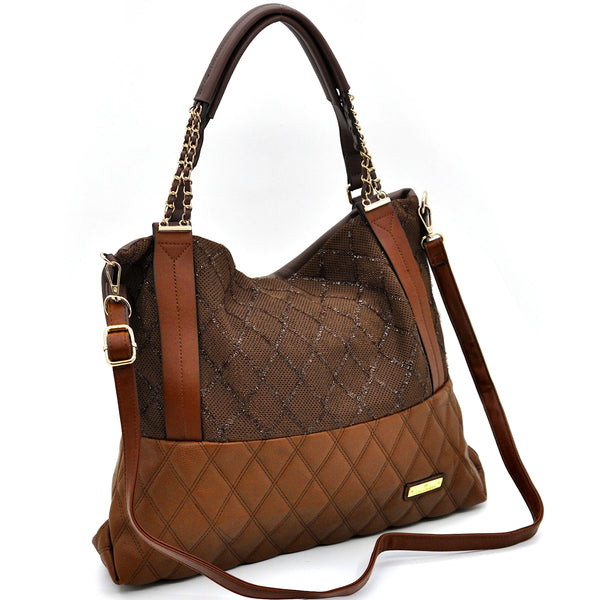 CHARRO - Borsa morbida a sacco hobo capiente unica tinta nuovo shopping manici a catena trapuntata