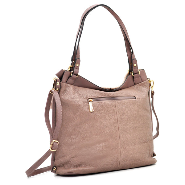 CHARRO - Borsa shopping pon pon cuore a spalla grande tracolla casual simil pelle venata