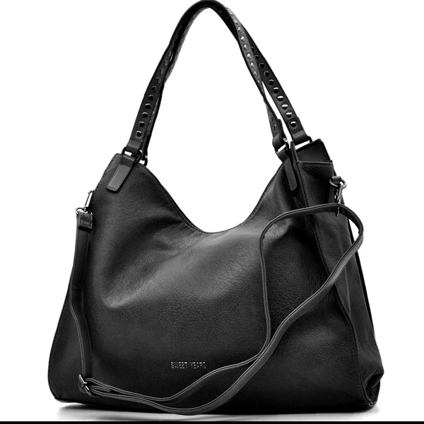 Borsa a sacco firmato SWEET YEARS Colletion donna spalla a tracolla simil pelle shopping borchie