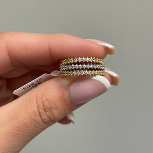 Tris Anello Minimalist Stackable con Zirconi Premium – Finitura Luxury  Oro, Argento e Oro Rosa