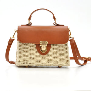 Borsa Bauletto GYOIAMEA "hanna" da Donna  In Paglia Rigida con Tracolla  Elegante Borsetta Estiva a Mano o a Spalla