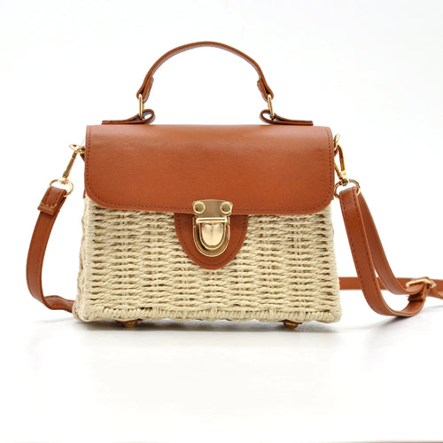 Borsa Bauletto GYOIAMEA "hanna" da Donna  In Paglia Rigida con Tracolla  Elegante Borsetta Estiva a Mano o a Spalla
