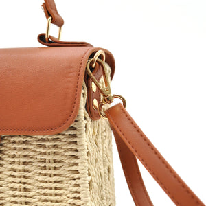 Borsa Bauletto GYOIAMEA "hanna" da Donna  In Paglia Rigida con Tracolla  Elegante Borsetta Estiva a Mano o a Spalla