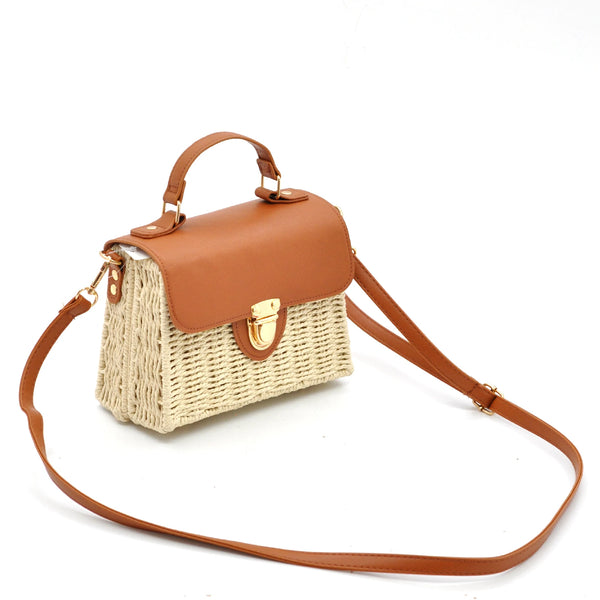 Borsa Bauletto GYOIAMEA "hanna" da Donna  In Paglia Rigida con Tracolla  Elegante Borsetta Estiva a Mano o a Spalla