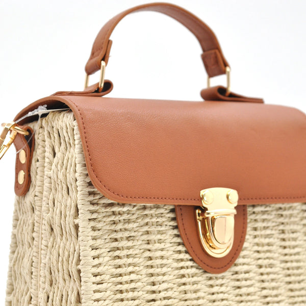Borsa Bauletto GYOIAMEA "hanna" da Donna  In Paglia Rigida con Tracolla  Elegante Borsetta Estiva a Mano o a Spalla