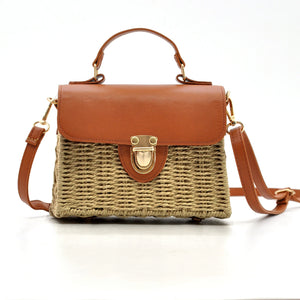 Borsa Bauletto GYOIAMEA "hanna" da Donna  In Paglia Rigida con Tracolla  Elegante Borsetta Estiva a Mano o a Spalla
