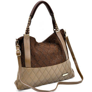 CHARRO - Borsa morbida a sacco hobo capiente unica tinta nuovo shopping manici a catena trapuntata