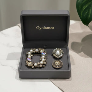 Set Spille da Giacca Donna con Perle e Strass - Accessori Oro Antico