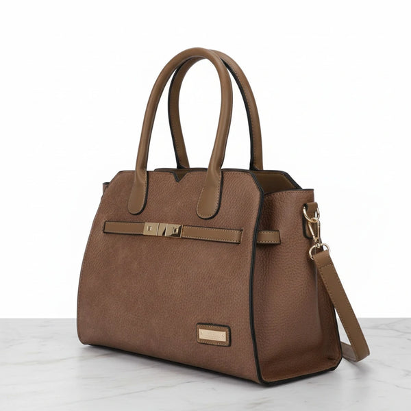 CHARRO - Borsa a bauletto trapezio semi rigida simil pelle con tracolla elegante casual