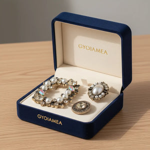 Set Spille da Giacca Donna con Perle e Strass - Accessori Oro Antico